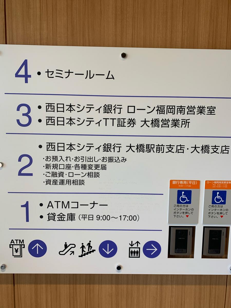 バンクマップ 西日本シティ銀行大橋駅前支店 福岡市南区大橋