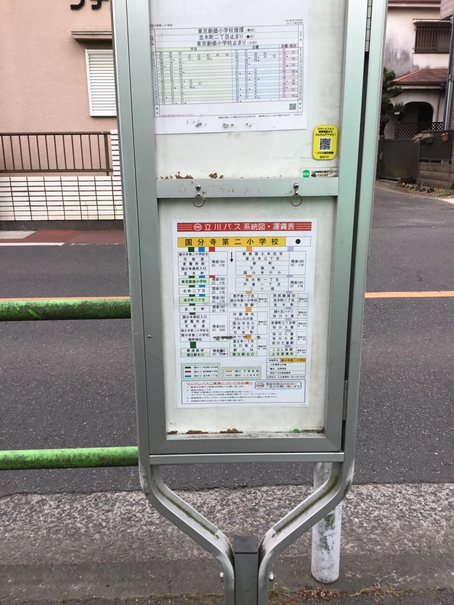 ユキサキnavi 立川バス 国分寺第二小学校 バス停留所 ユキサキnavi 立川バス 国分寺第二小学校 バス停留所