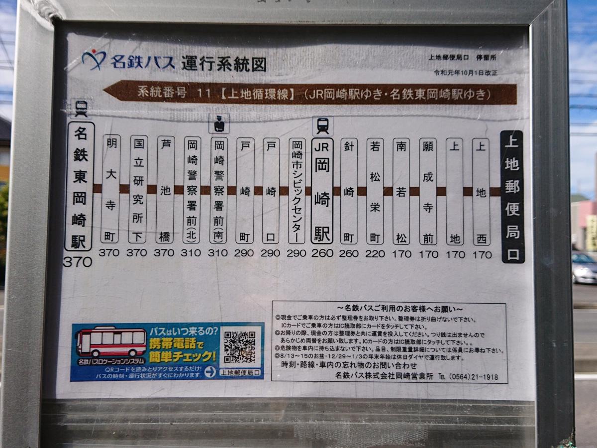ユキサキナビ 名鉄バス 上地郵便局口 バス停留所 岡崎市上地