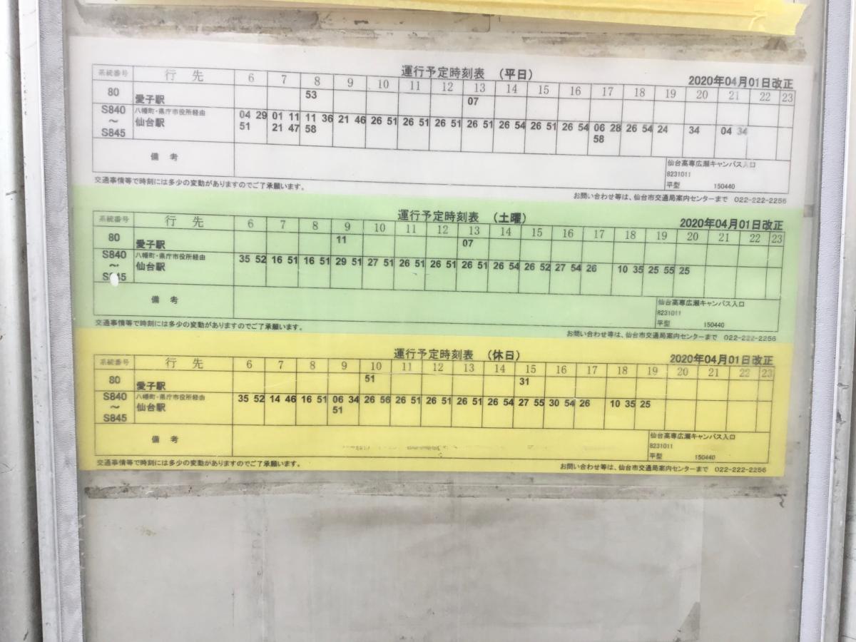 ユキサキナビ 仙台市営バス 仙台高専広瀬キャンパス入口 バス停留所 仙台市青葉区上愛子