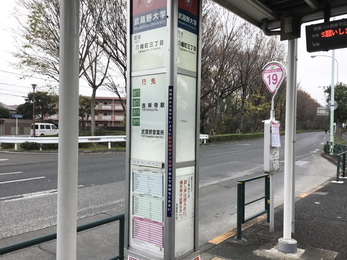 ユキサキナビ 関東バス 武蔵野大学 バス停留所 武蔵野市関前